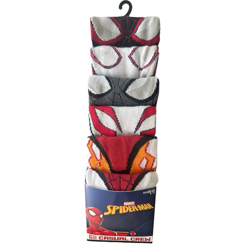Marvel Spider-Man 6 Pair Casual Crew Socks - size 8-12